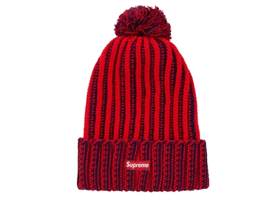 Pre-owned Supreme  Contrast Stripe Beanie Red