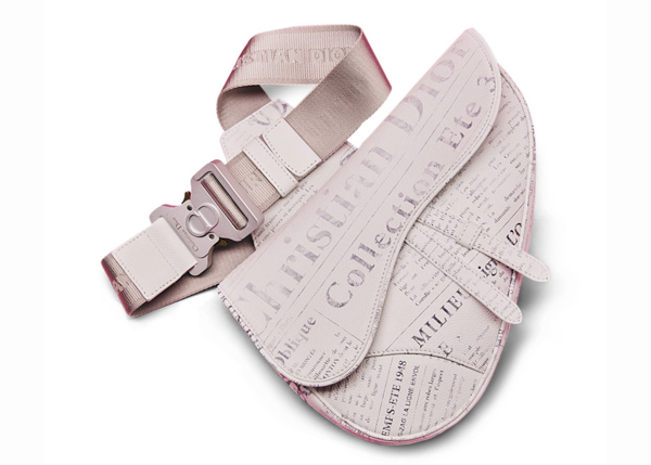 Pre Owned Dior X Daniel Arsham Saddle Bag Newspaper Print Calfskin White Modesens