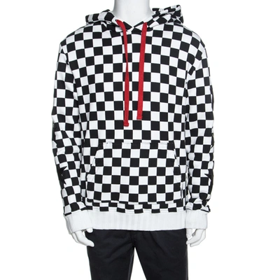 Pre-owned Amiri Monochrome Checked Cotton Jersey Hoodie L In Black