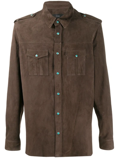 Alanui Suede Chest-pocket Utility Jacket In Brown