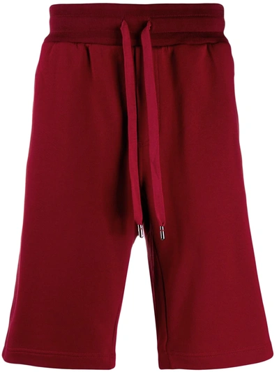 Dolce & Gabbana Jersey Bermuda Jogging Shorts With Small Logoed Plaque In Red