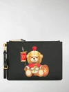 Moschino Roman Teddy Bear Clutch Bag In Black