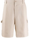 Dolce & Gabbana Bermuda Cargo Shorts In Linen In Beige