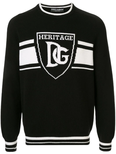 Dolce & Gabbana Crew Neck Cashmere Sweater With Dg Jacquard Logo In Variante Abbinata