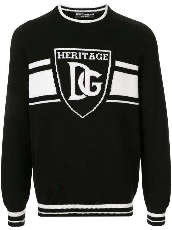 Dolce & Gabbana Crew Neck Cashmere Sweater With Dg Jacquard Logo In ...
