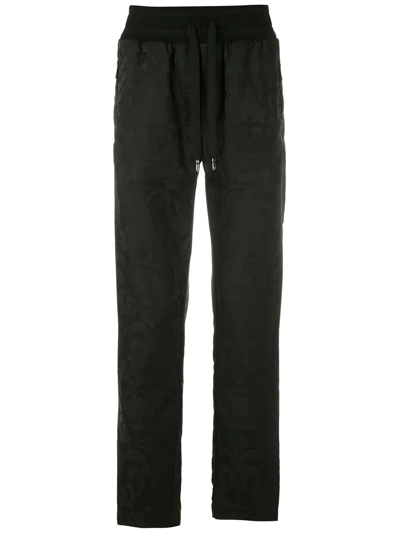 Dolce & Gabbana Jacquard Jogging Pants With Patch In Black