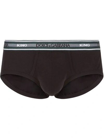 Dolce & Gabbana Brando Briefs In Stretch Pima Cotton In Black/green