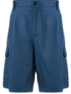 Dolce & Gabbana Bermuda Cargo Shorts In Linen In Blue