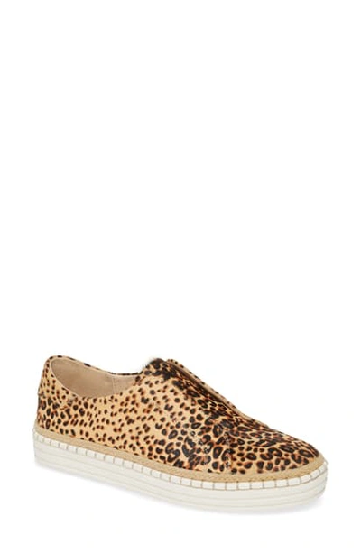 Jslides Karla Genuine Calf Hair Sneaker In Leopard/ Beige Calf Hair