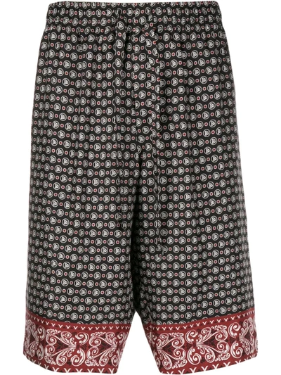 Dolce & Gabbana Bandana Print Bermuda Shorts In Black,red,white