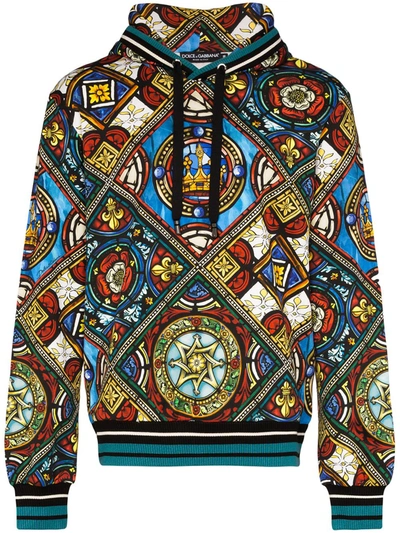 Dolce & Gabbana Hoodie With Stained Glass Window Style Print In Black