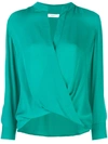 A.l.c Luca Draped Silk Blouse In Emerald