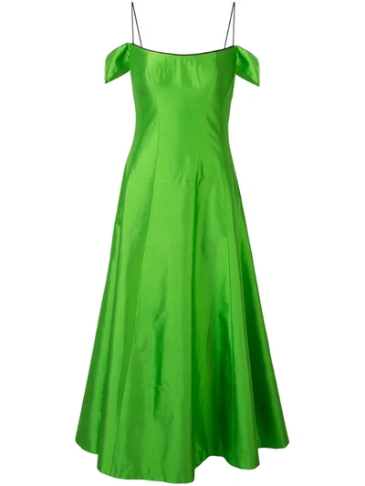 Rasario Off-the-shoulder Silk Corset Dress In Green