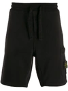 Stone Island Logo-patch Cotton-jersey Tracksuit Shorts In Black