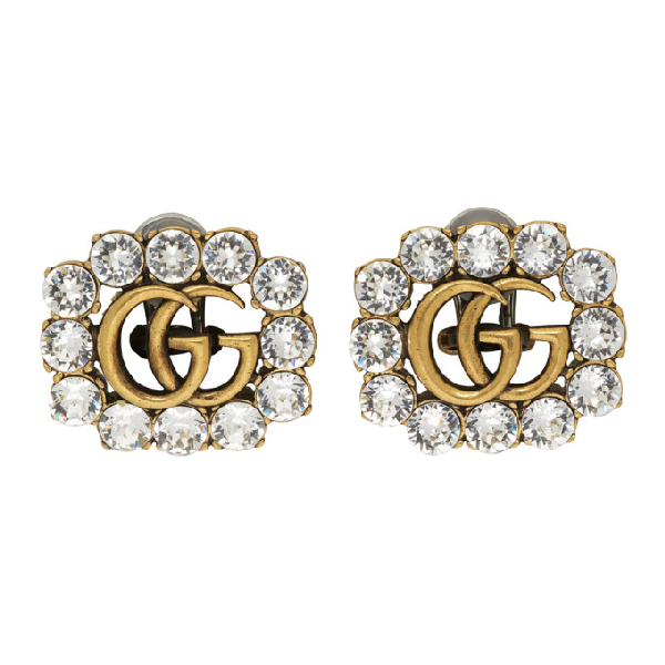 double g earrings with crystals