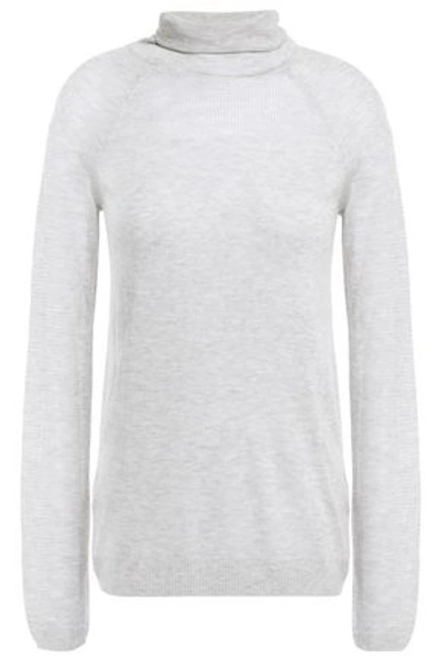 J Brand Open-knit Turtleneck Sweater In Light Gray