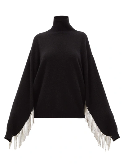 Christopher Kane Chain-fringed Roll-neck Wool-blend Sweater In Black