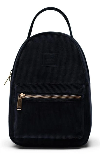 Herschel Supply Co Nova Small Corduroy Backpack In Black/ Black