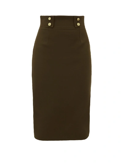 Alexander Mcqueen Dark Green Wool-blend Pencil Skirt