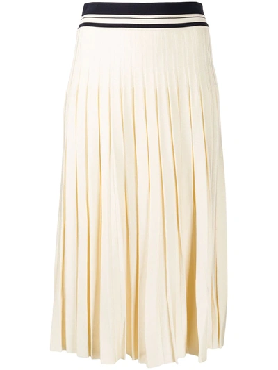 Tory Burch Pleated Stretch-knit Midi Skirt In Ivory