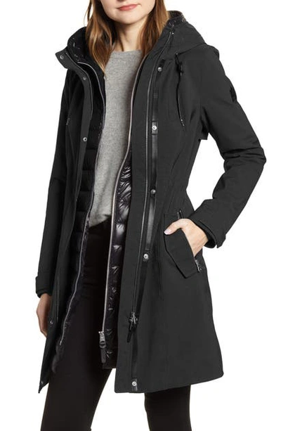 Mackage Katie Hooded Raincoat With Removable Down Liner In Black
