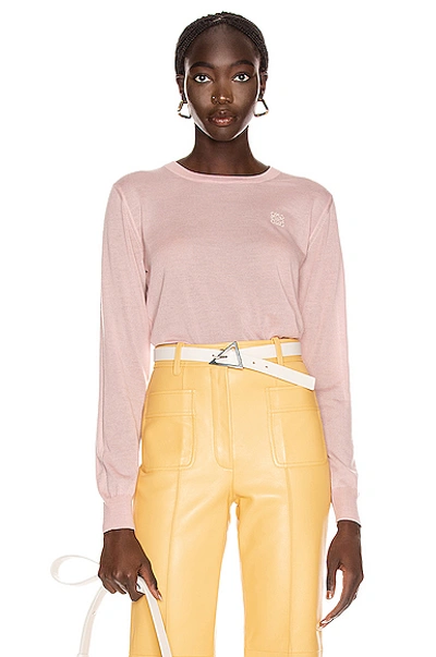 Loewe Pink Logo Cashmere Jumper In Baby Pink