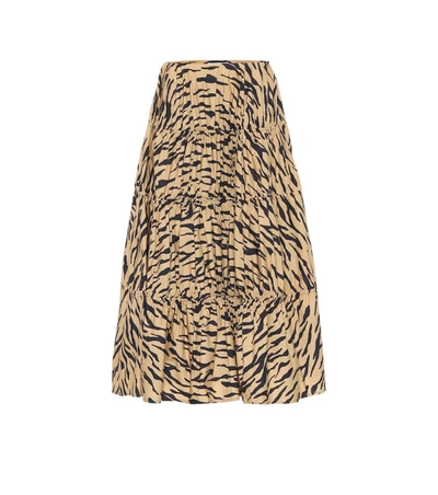 Rejina Pyo Eve Tiger-print Cotton Midi Skirt In Beige