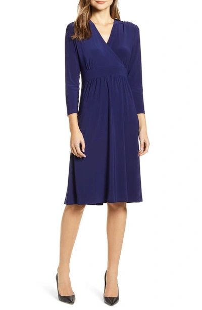 Anne Klein Matte Jersey Fit & Flare Dress In Distant Mountain