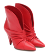 Isabel Marant Lasteen High Heels Ankle Boots In Red Leather