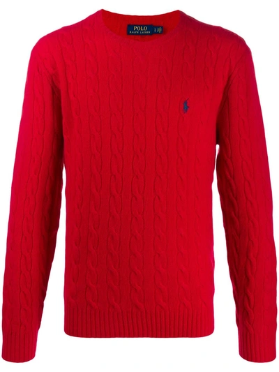 Polo Ralph Lauren Wool And Cashmere Red Sweater With Logo