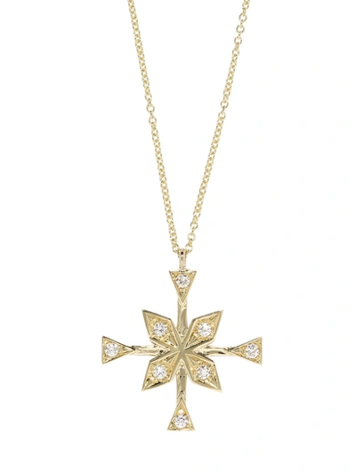 Azlee Compass Diamond Necklace In Gold