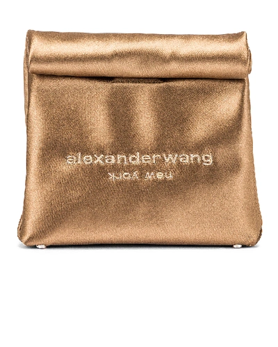 Alexander Wang Satin Lunch Bag Clutch In Walnut