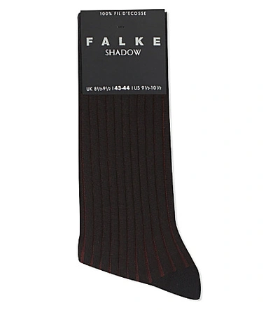 Falke Mens Black Stripe Shadow Striped Cotton Blend Socks