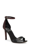 Vince Camuto Lauralie Ankle Strap Sandal In Black, Dark Red Leather