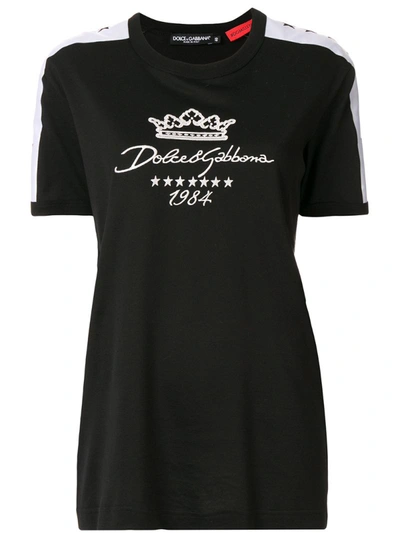 Dolce & Gabbana Millennials Star Print Jersey T-shirt With Embroidery In Black