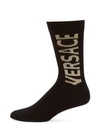 Versace Vintage Logo Crew Socks In Black/gold
