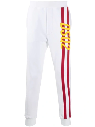 Dsquared2 Men's Ski Fit Side-paneled Fleece Track Trousers In White