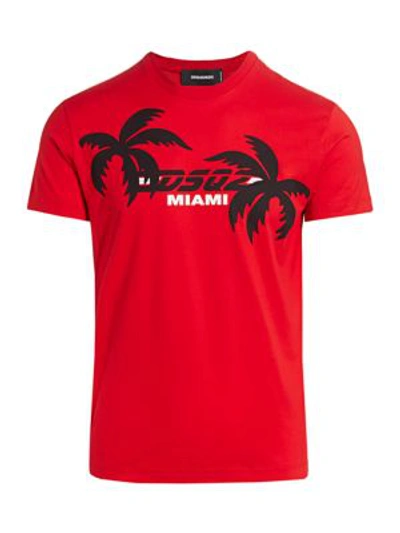 Dsquared2 Men's Chic Dan Fit Miami Graphic Logo T-shirt In Red