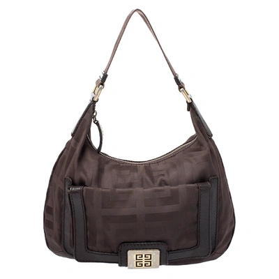 Pre-owned Givenchy Brown Signature Fabric And Leather Hobo