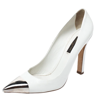 Pre-owned Louis Vuitton White Leather Urban Twist Pointed Toe Pumps Size 37.5