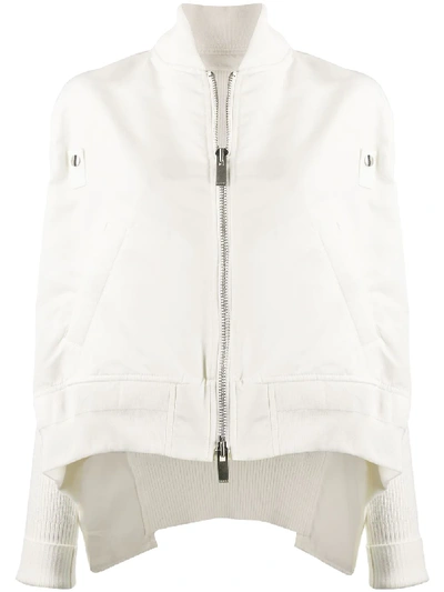 Sacai Ribbed Sleeve Bomber Jacket In White
