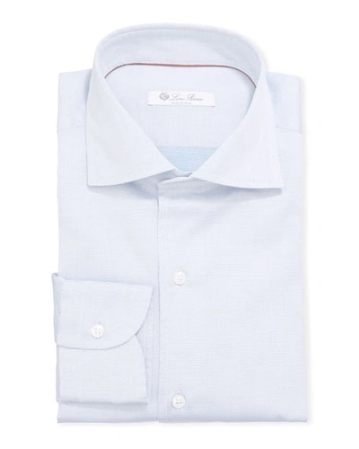 Loro Piana Men's Textured Poplin Dress Shirt In Blue