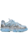 Maison Margiela Men's Fusion Low-top Leather Trainer Sneakers In Light Blue,grey