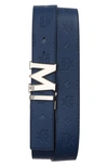 Mcm Men's Claus Reversible Leather Belt In Navy Blue