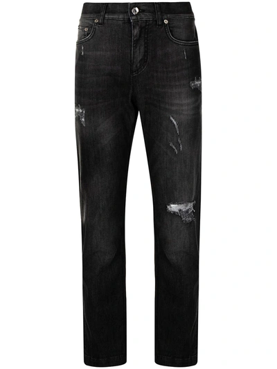 Dolce & Gabbana Distressed-effect Boyfriend Jeans In Black