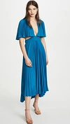 Amur Dara Pleated Midi Dress With Cutouts In Blue
