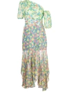 Amur Jaylah Cold-shoulder Floral Silk Midi Dress In Combo Floral