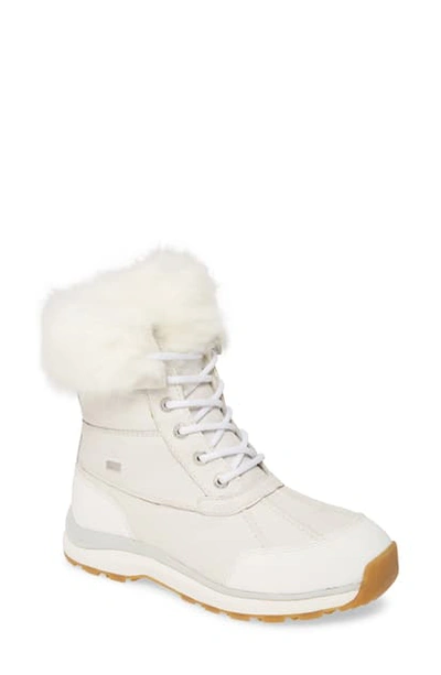 Ugg Women's Adirondack Fluff Waterproof Cold Weather Boots In White Leather