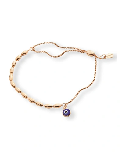 Alex And Ani Evil Eye Fancy Bead Pull Chain Bracelet In Blue/ Rose Gold