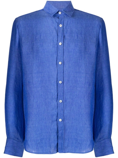 Canali Long-sleeved Plain Shirt In Blue